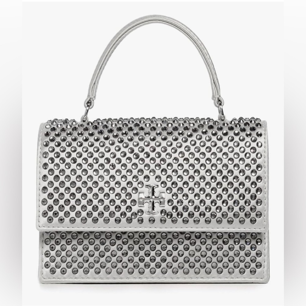 Tory Burch MINI KIRA SATIN EMBELLISHED TOP-HANDLE CROSSBODY
